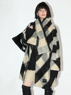COCOBELLA Detachable Scarf Collar British Commuter Straight Midlength Plaid Coats