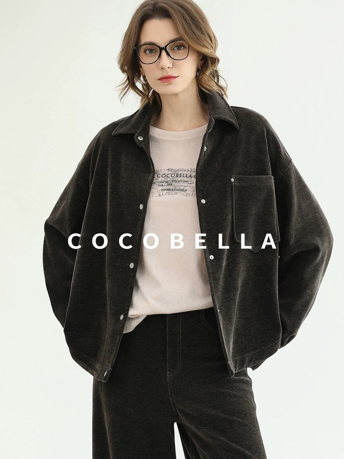 COCOBELLA Durable Loose Fit Lapel Button Pocket Women Commuter Long Sleeve Shirts