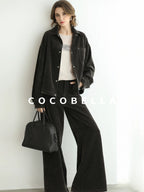 COCOBELLA Durable Loose Fit Lapel Button Pocket Women Commuter Long Sleeve Shirts