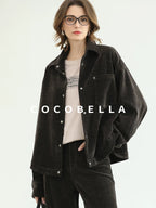 COCOBELLA Durable Loose Fit Lapel Button Pocket Women Commuter Long Sleeve Shirts