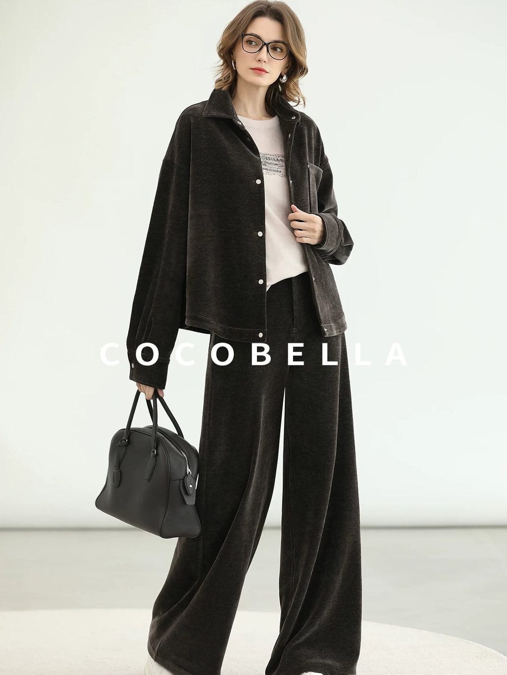 COCOBELLA Durable Loose Fit Lapel Button Pocket Women Commuter Long Sleeve Shirts