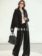 COCOBELLA Durable Loose Fit Lapel Button Pocket Women Commuter Long Sleeve Shirts