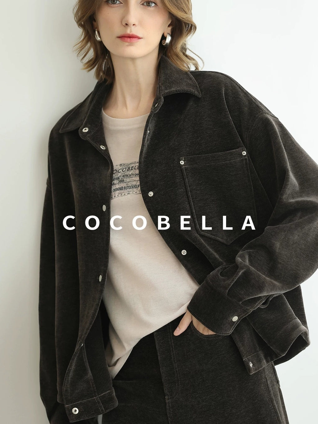 COCOBELLA Durable Loose Fit Lapel Button Pocket Women Commuter Long Sleeve Shirts