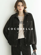 COCOBELLA Durable Loose Fit Lapel Button Pocket Women Commuter Long Sleeve Shirts
