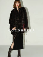 COCOBELLA Elegant Belted Button Lantern Sleeves Round Neck Office Shirtdress Shirts