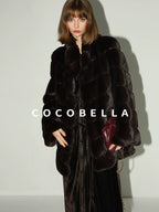 COCOBELLA Elegant Belted Button Lantern Sleeves Round Neck Office Shirtdress Shirts