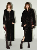 COCOBELLA Elegant Belted Button Lantern Sleeves Round Neck Office Shirtdress Shirts