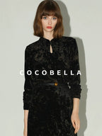 COCOBELLA Elegant Black Gold Lace Patchwork New Chinese Style Slim Mid Waist Midi Skirts