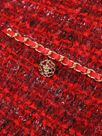 COCOBELLA Elegant Button Chain Pocket Mid Waist Pencil Short Women Polyester Skirts