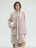 COCOBELLA Elegant Button Tie Neck Relaxed H Shape Long Sleeve Shirt City Commute Dresses