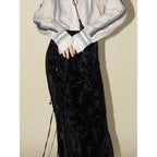 COCOBELLA_Elegant_Chinese_Tie_Waist_3D_Trim_Mid_Rise_A_Line_Polyester_Women_Skirts_MISSTT