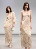 COCOBELLA Elegant Floral V Neck A Line Spaghetti Strap Women City Date Travel Dresses