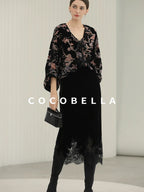 COCOBELLA Elegant Lace Patchwork Mid Waist Straight H Line Women Midi Skirts