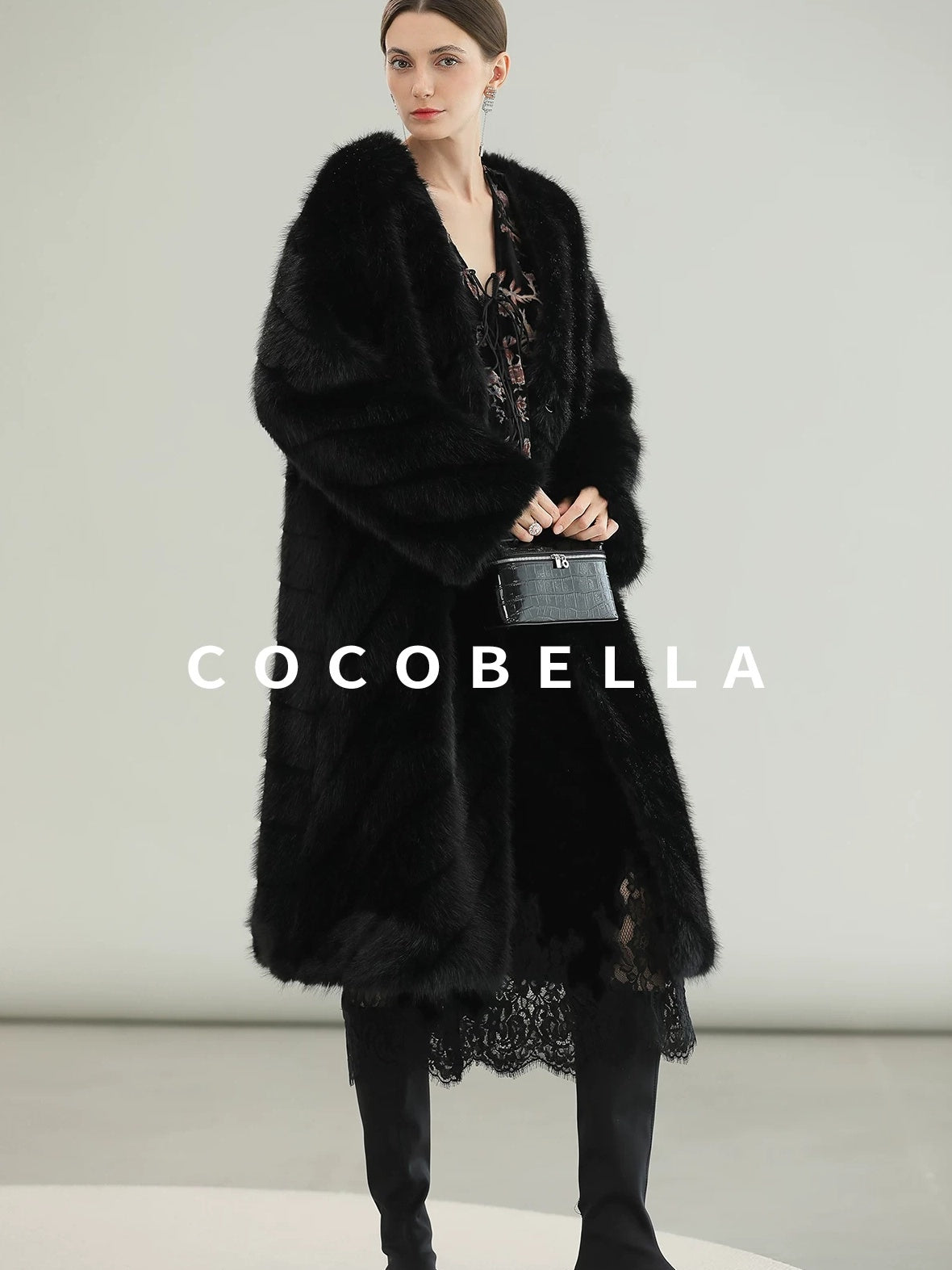 COCOBELLA Elegant Lace Patchwork Mid Waist Straight H Line Women Midi Skirts