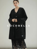 COCOBELLA Elegant Lace Patchwork Mid Waist Straight H Line Women Midi Skirts