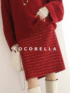 COCOBELLA Elegant Mid Waist Pencil Straight Buttons Chain Pockets City Commute Skirts