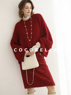 COCOBELLA Elegant Mid Waist Pencil Straight Buttons Chain Pockets City Commute Skirts