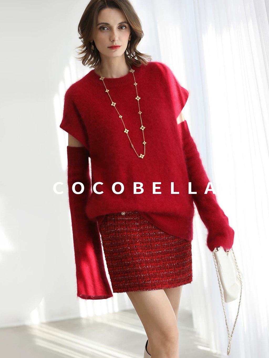 COCOBELLA Elegant Mid Waist Pencil Straight Buttons Chain Pockets City Commute Skirts