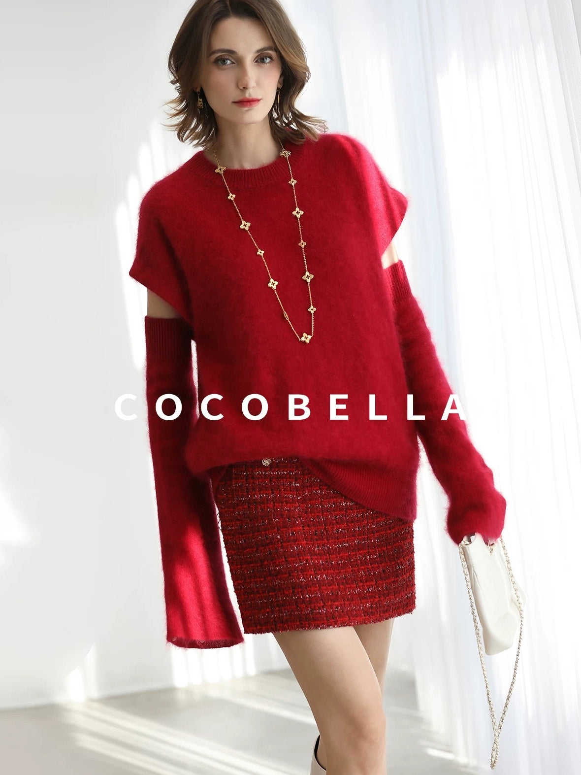COCOBELLA Elegant Mid Waist Pencil Straight Buttons Chain Pockets City Commute Skirts