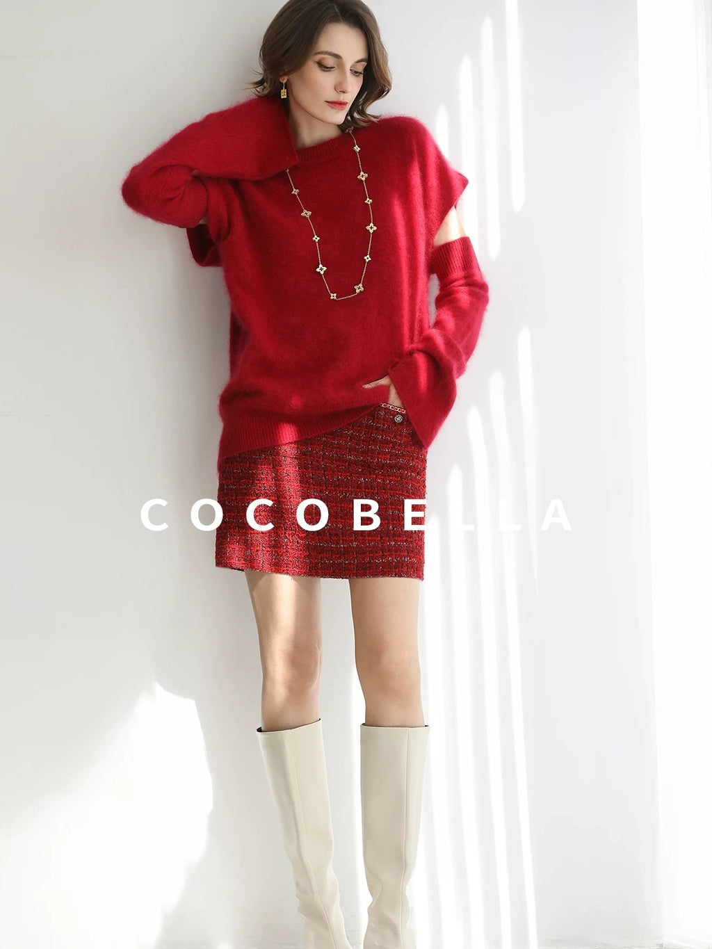 COCOBELLA Elegant Mid Waist Pencil Straight Buttons Chain Pockets City Commute Skirts