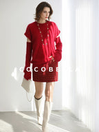 COCOBELLA Elegant Mid Waist Pencil Straight Buttons Chain Pockets City Commute Skirts