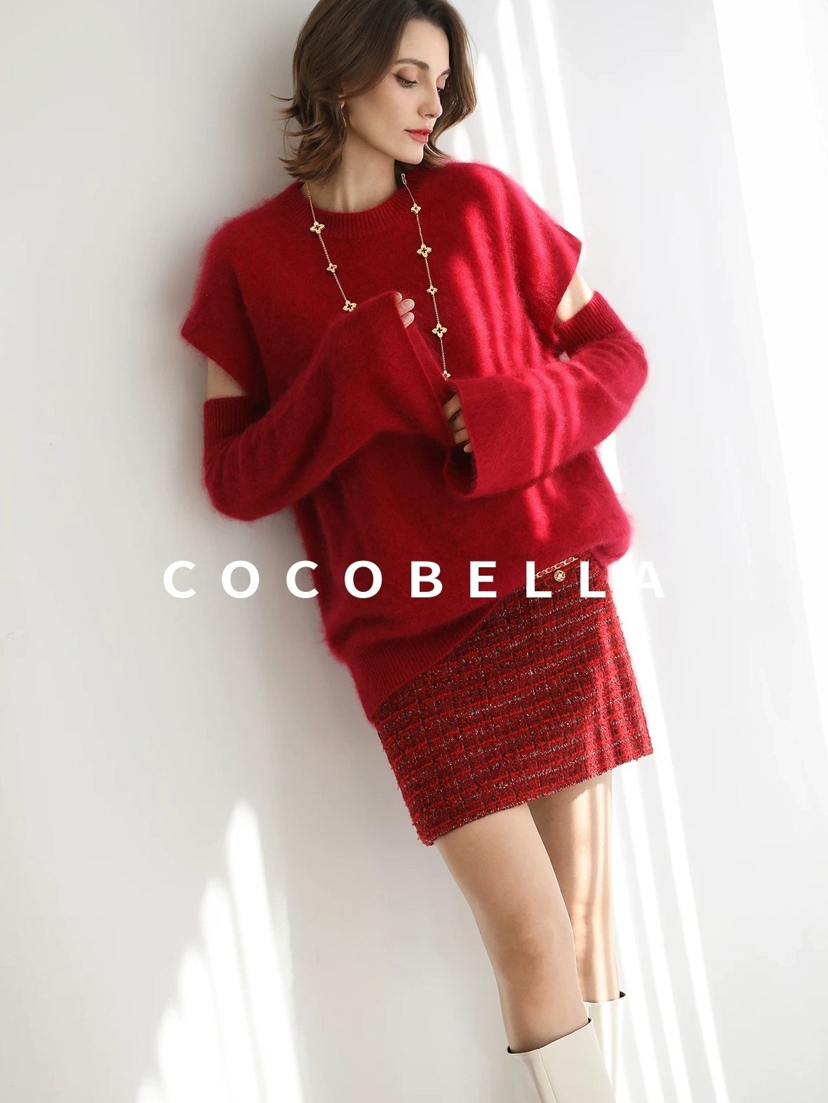 COCOBELLA Elegant Mid Waist Pencil Straight Buttons Chain Pockets City Commute Skirts