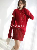 COCOBELLA Elegant Mid Waist Pencil Straight Buttons Chain Pockets City Commute Skirts