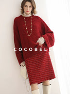 COCOBELLA Elegant Mid Waist Pencil Straight Buttons Chain Pockets City Commute Skirts