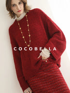 COCOBELLA Elegant Mid Waist Pencil Straight Buttons Chain Pockets City Commute Skirts