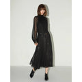 COCOBELLA_Elegant_Mock_Neck_Mesh_Patchwork_Faux_Layered_A_Line_Workwear_High_Neck_Dresses_MISSTT