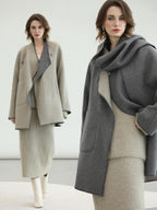 COCOBELLA Elegant Patchwork Thick Knit Mid Waist Straight Office Commuter Women Skirts