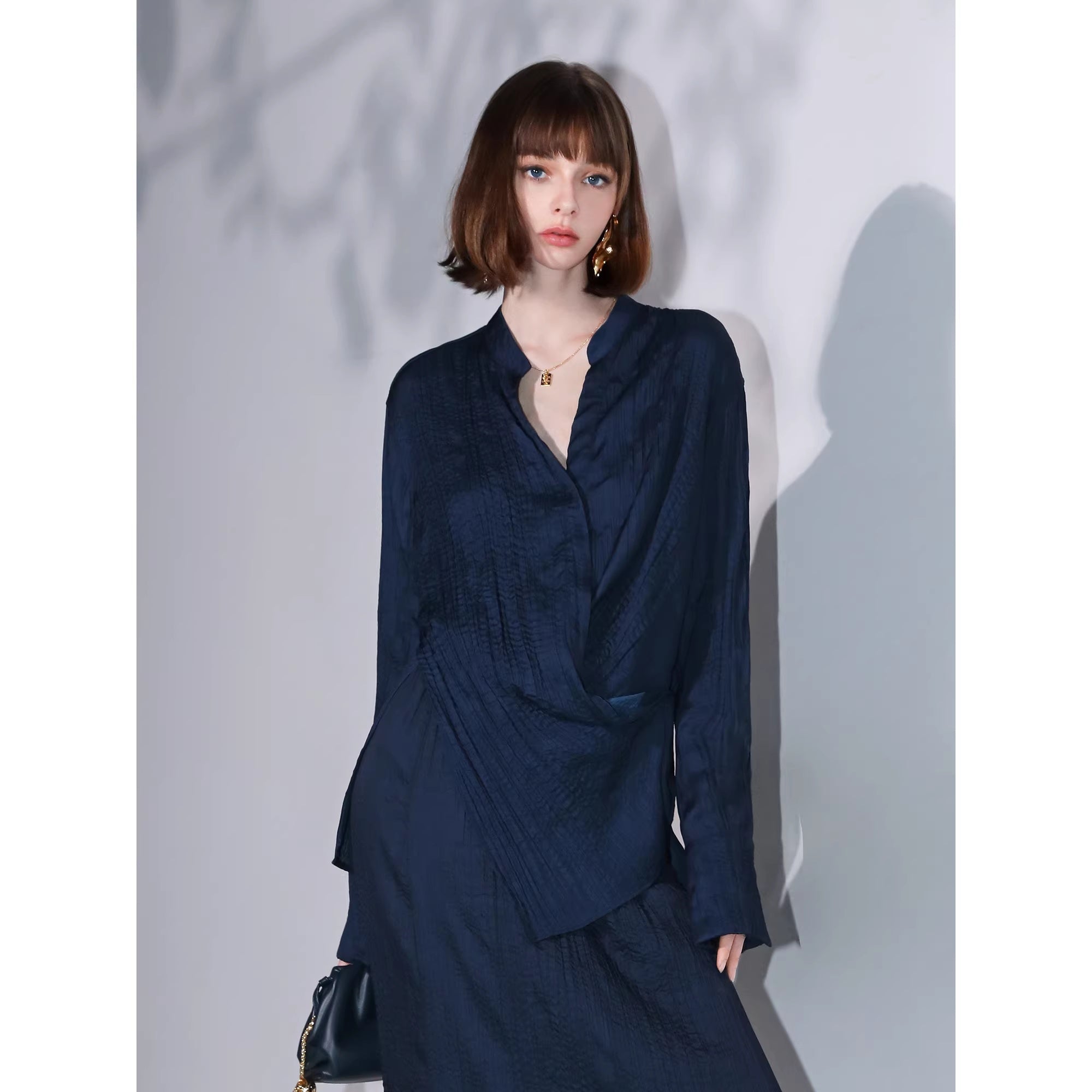 COCOBELLA_Elegant_Pleated_Pencil_Midi_Skirt_Mid_Waist_Office_Women_Deep_Sea_Blue_Skirts_MISSTT