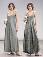 COCOBELLA_Elegant_Printed_A_Line_V_Neck_Sleeveless_Cinched_Waist_Reversible_Slip_Dresses_MISSTT