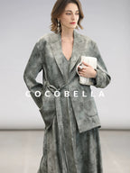 COCOBELLA Elegant Printed A Line V Neck Sleeveless Cinched Waist Reversible Slip Dresses