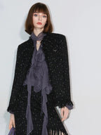 COCOBELLA Elegant Ruffle Tie Puff Sleeve Loose Office Women Chiffon Solid T-Shirts