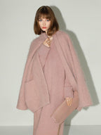 COCOBELLA Elegant Sparkle Knit V Neck Loose Waist H Line Long Sleeve Work Dresses