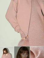 COCOBELLA Elegant Sparkle Knit V Neck Loose Waist H Line Long Sleeve Work Dresses