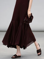 COCOBELLA Elegant Spliced Mermaid Silhouette U Neck Slip For Women Polyester Dresses