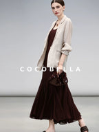 COCOBELLA Elegant Spliced Mermaid Silhouette U Neck Slip For Women Polyester Dresses