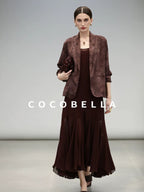 COCOBELLA Elegant Spliced Mermaid Silhouette U Neck Slip For Women Polyester Dresses