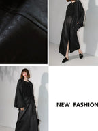 COCOBELLA Elegant Tie Waist Asymmetric Wrap Patchwork A Line Mid Waist Office Skirts