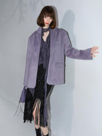 COCOBELLA Elegant Wool Blend One Button Straight Fit Blazer Pockets Women Overcoat Jackets