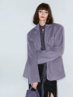 COCOBELLA Elegant Wool Blend One Button Straight Fit Blazer Pockets Women Overcoat Jackets
