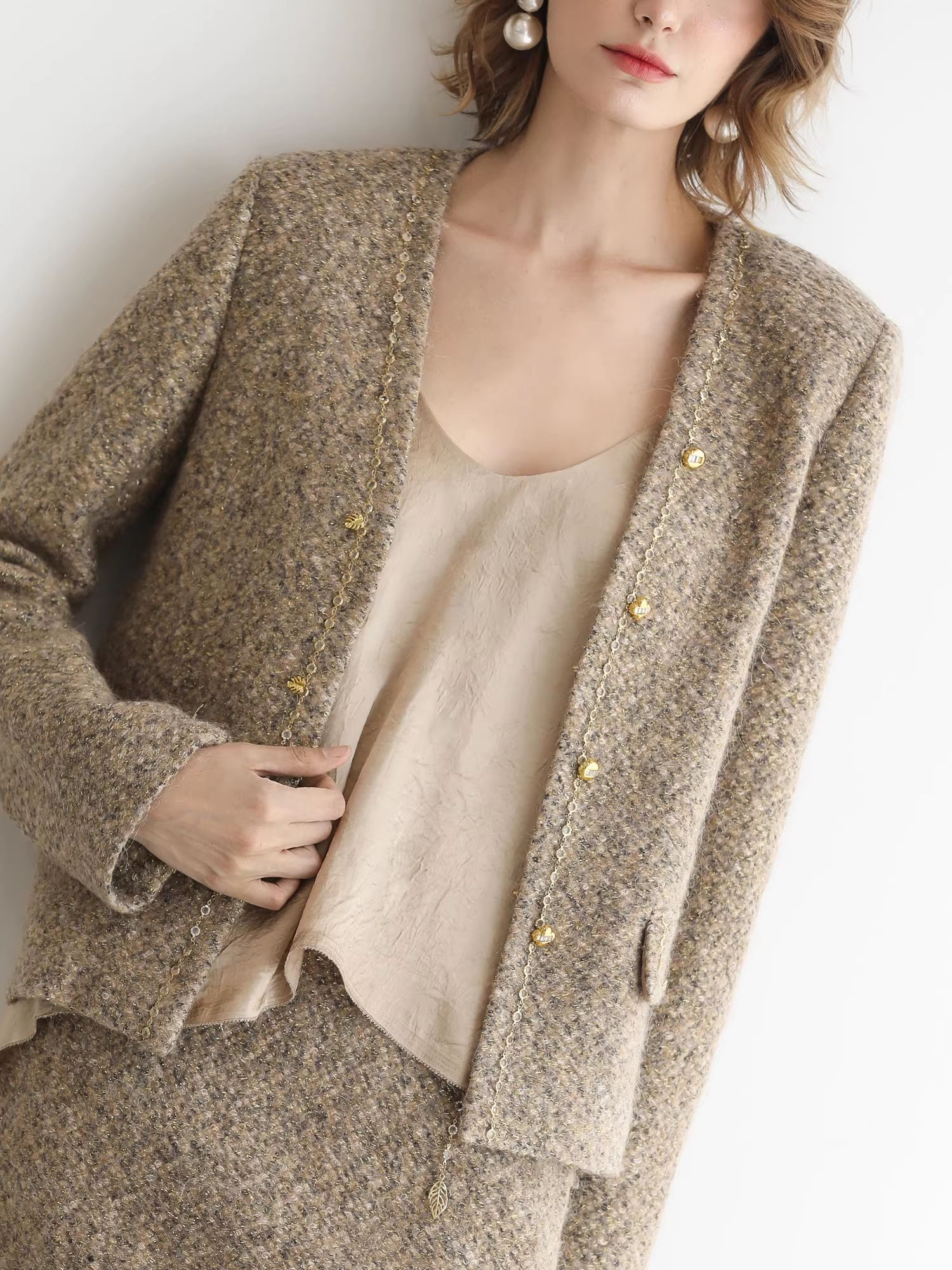 COCOBELLA_Elevated_Shimmer_Wool_Blend_Mid_Waist_Straight_Women_City_Commute_Short_Skirts_MISSTT