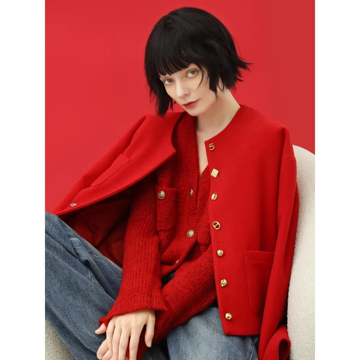 COCOBELLA_Embroidered_3D_Pocket_Straight_Fit_Commuter_Women_Round_Neck_Wool_Jackets_MISSTT