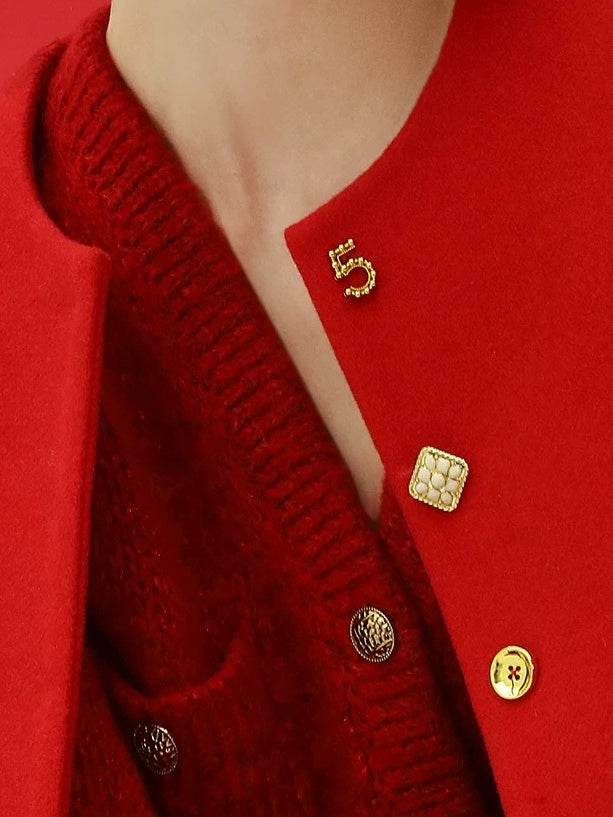 COCOBELLA Embroidered 3D Pocket Straight Fit Commuter Women Round Neck Wool Jackets