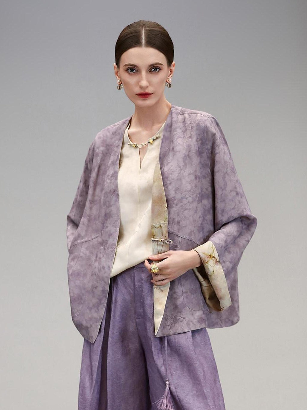 COCOBELLA Embroidered Cardigan And Wide Leg Pants Women Casual Chinese Style Set