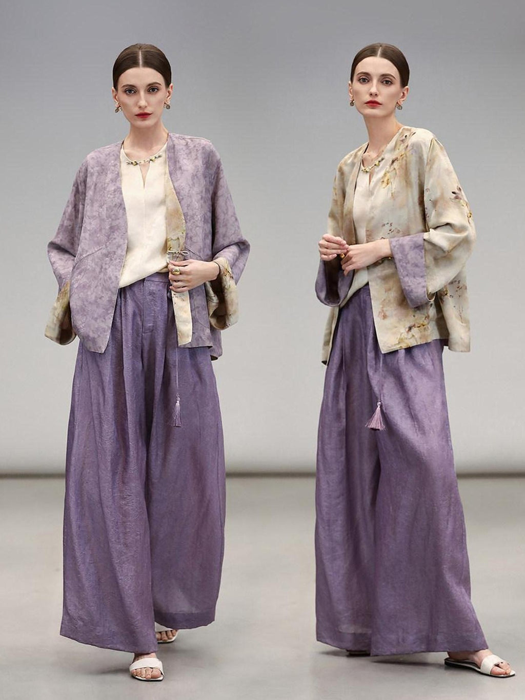 COCOBELLA Embroidered Cardigan And Wide Leg Pants Women Casual Chinese Style Set