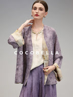 COCOBELLA Embroidered Cardigan And Wide Leg Pants Women Casual Chinese Style Set