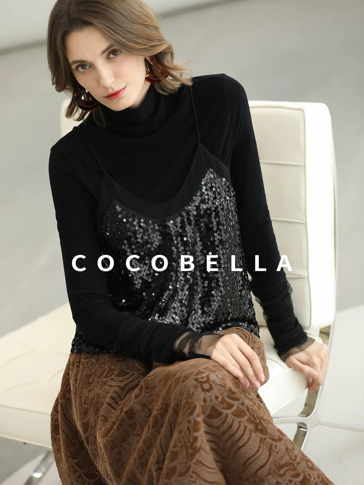 COCOBELLA Embroidered Jacquard Chinese A Line Mid Waist Women Office Maxi Polyester Skirts